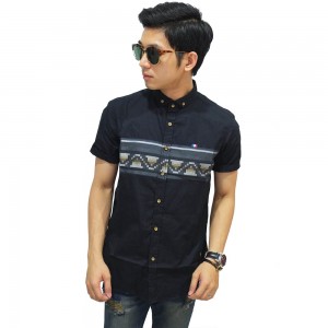 Kemeja Pendek Middle Block Songket Black
