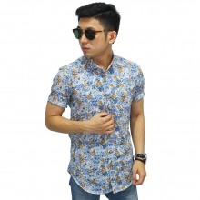 Kemeja Pendek Summer Floral Blue