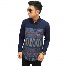 Kemeja Under Modern Batik Songket Navy