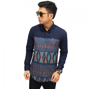 Kemeja Under Modern Batik Songket Navy