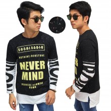 Longline T-Shirt Glitter Blink Never Mind