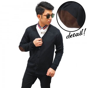 Cardigan 5 Button With Elbow Black