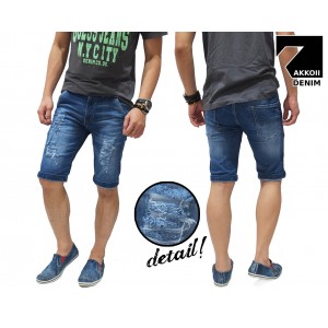 Celana Pendek Jeans 3 Ripped Blue