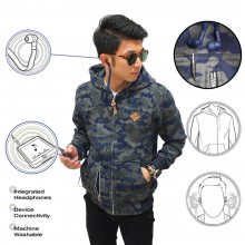 Jacket Hoodie With Earphone Army Navy