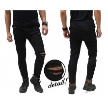 Jeans Ripped On Knee And Thigh Black