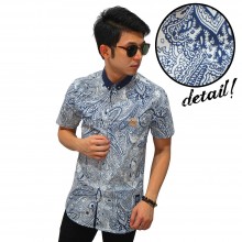 Kemeja Pendek Amoeba Tribal White