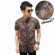 Kemeja Pendek Batik Floral Leaf Brown