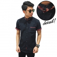 Kemeja Pendek Shanghai Batik Collar Black
