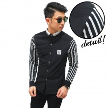 Kemeja Sleeve Stripe Essential Black