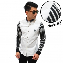Kemeja Sleeve Stripe Essential White