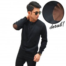 Knit Sweater Three Button Black