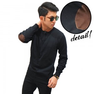 Knit Sweater Three Button Black
