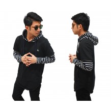 Longline Hoodie Stripe Combine
