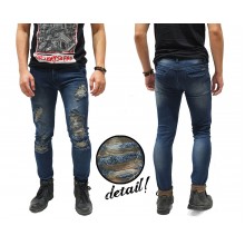 Indigo Jeans With Extreme Rips Kakkoii