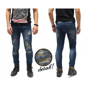 Indigo Jeans With Extreme Rips Kakkoii