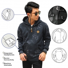 Jacket Hoodie With Earphone Crack Black