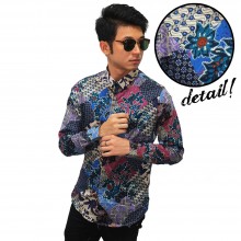 Kemeja Batik Mixed Motif Blue