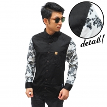 Kemeja Black Sleeve Floral Vector