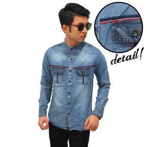 Kemeja Denim Shanghai Double Pocket