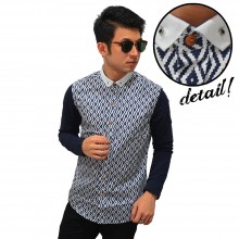 Kemeja Diamond Webbing Pattern Navy