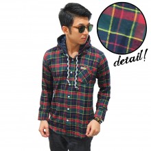 Kemeja Flanel Hooded Tartan Green