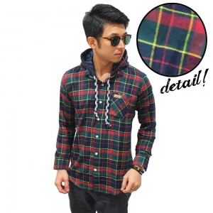 Kemeja Flanel Hooded Tartan Green