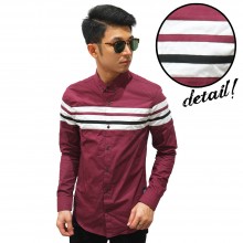 Kemeja Middle Block Stripe Maroon