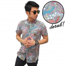 Kemeja Pendek Paisley Tribal Colourful