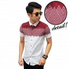 Kemeja Pendek Zig Zag Wave Maroon