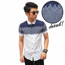 Kemeja Pendek Zig Zag Wave Navy