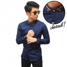 Kemeja Premium Ribbon List Navy