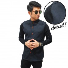 Kemeja Shanghai Double Button Black