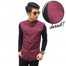 Kemeja Shanghai Double Button Maroon