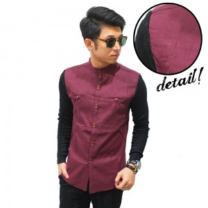 Kemeja Shanghai Double Button Maroon