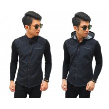 Kemeja Shanghai Hooded Black Faded