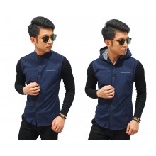 Kemeja Shanghai Hooded Navy