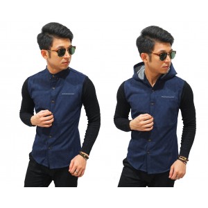 Kemeja Shanghai Hooded Navy