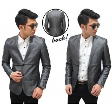 Blazer Double Button Shiny Silver