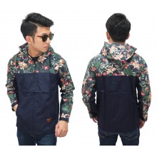 Jacket Hoodie Two Tone Floral