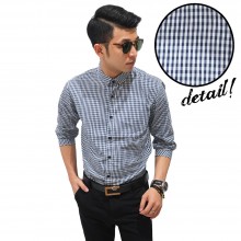 Kemeja Mid Sleeve Gingham Navy
