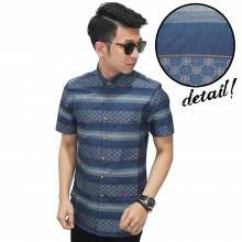 Kemeja Pendek Stripe Block Combination Navy