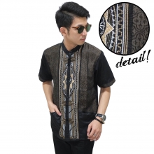 Baju Koko Pendek Bordir Lightning Brown