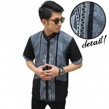 Baju Koko Pendek Bordir Lightning Grey