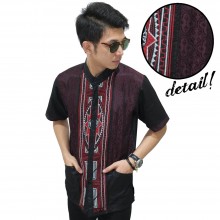 Baju Koko Pendek Bordir Lightning Maroon