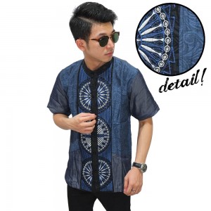 Baju Koko Pendek Three Circle Blue