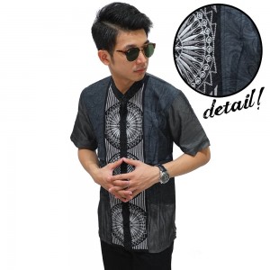 Baju Koko Pendek Three Circle Grey