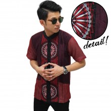 Baju Koko Pendek Three Circle Maroon