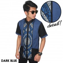 Baju Koko Pendek Modern Two Tone Dark Blue