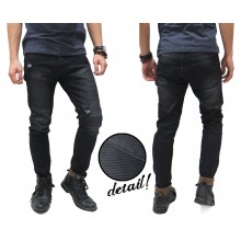 Biker Jeans Washing With Ripped Black