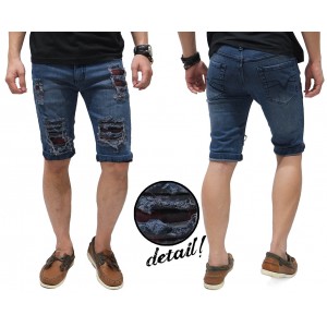 Celana Pendek Jeans Destroyed Ripped With Patch Kakkoii